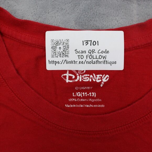 Disney Shirt Kids L 11 to 13 Red Mickey Mouse Print Short Sleeve Graphic Tee - Picture 3 of 10